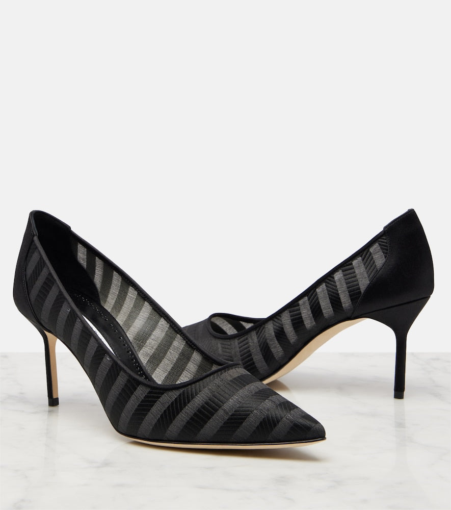 Black Manolo Blahnik Bbla organza pumps - Mid Heel Pumps