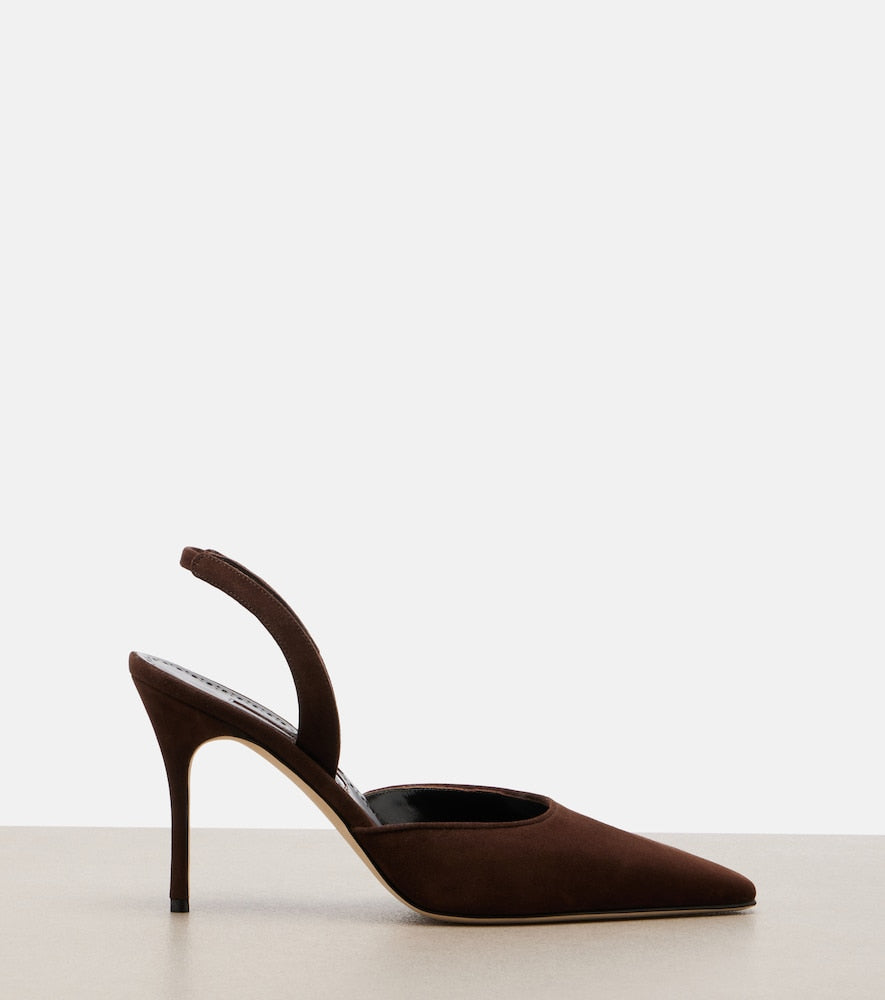 Manolo Blahnik Borelapla suede slingback pumps - Brown High-Heel Pumps