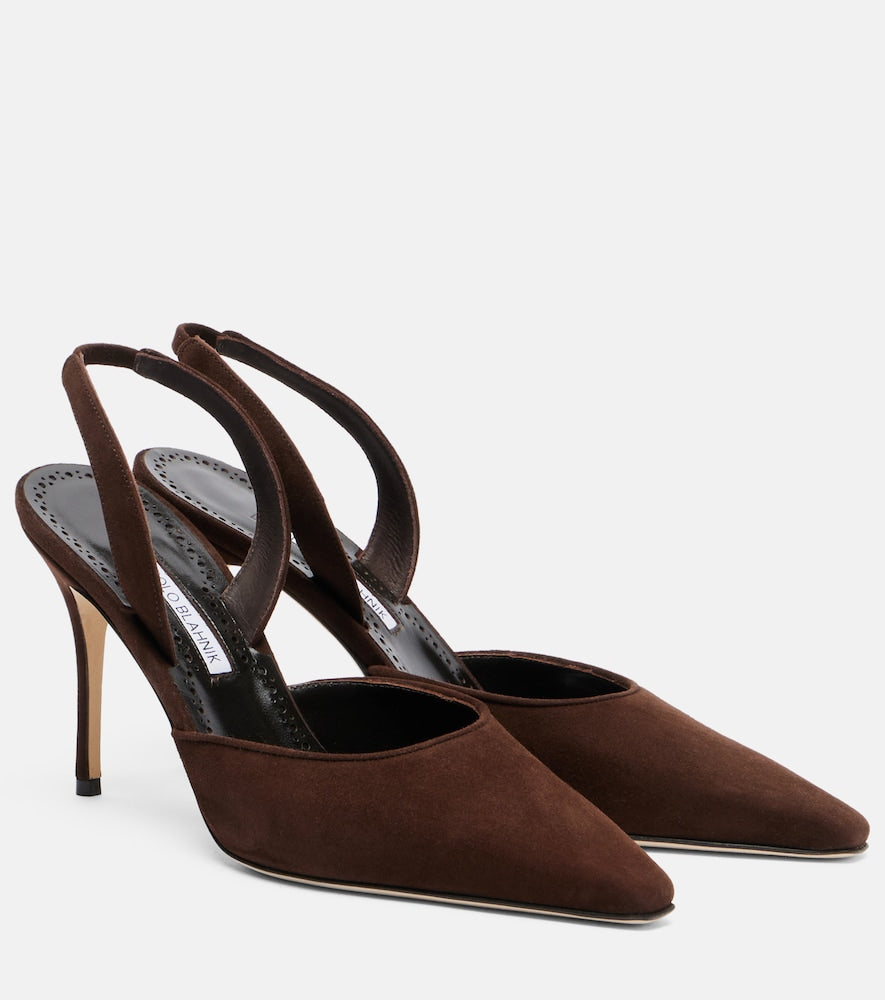 Manolo Blahnik Borelapla suede slingback pumps - Brown High-Heel Pumps