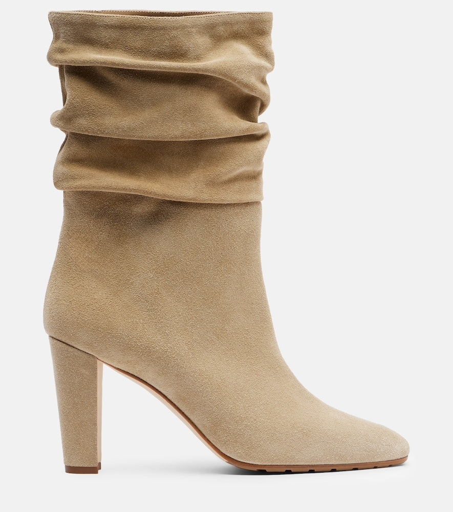 Manolo Blahnik Calasso 90 draped suede ankle boots - Beige High Heels