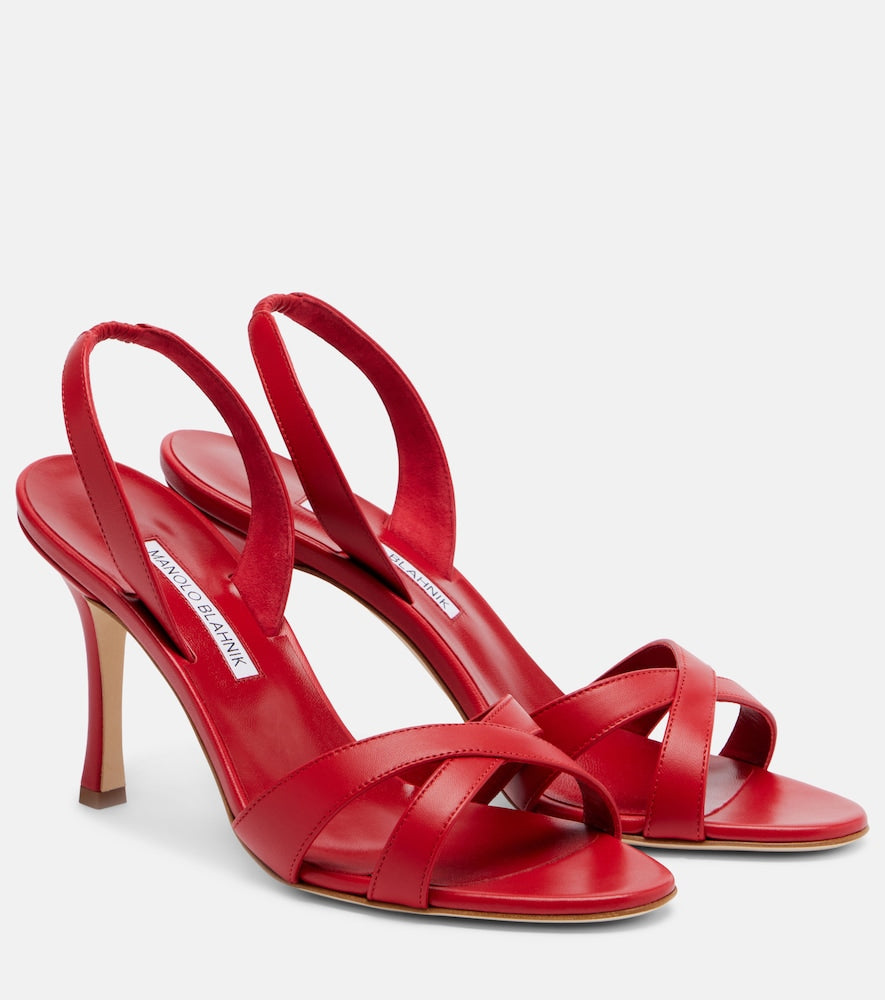 Manolo Blahnik Callasli leather slingback sandals (Red) - Heeled Sandals