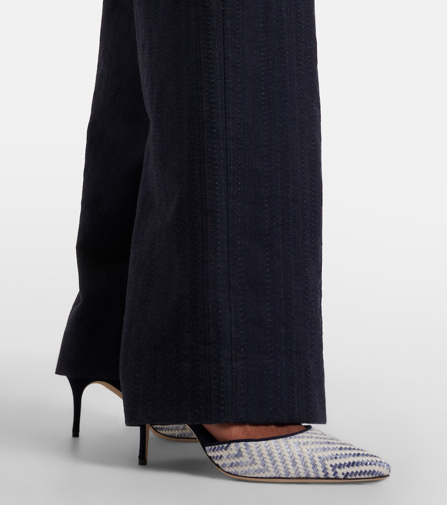 Manolo Blahnik Carolyne 70 raffia slingback pumps (White) - Mid Heel Pumps