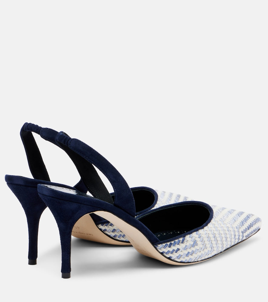 Manolo Blahnik Carolyne 70 raffia slingback pumps (White) - Mid Heel Pumps