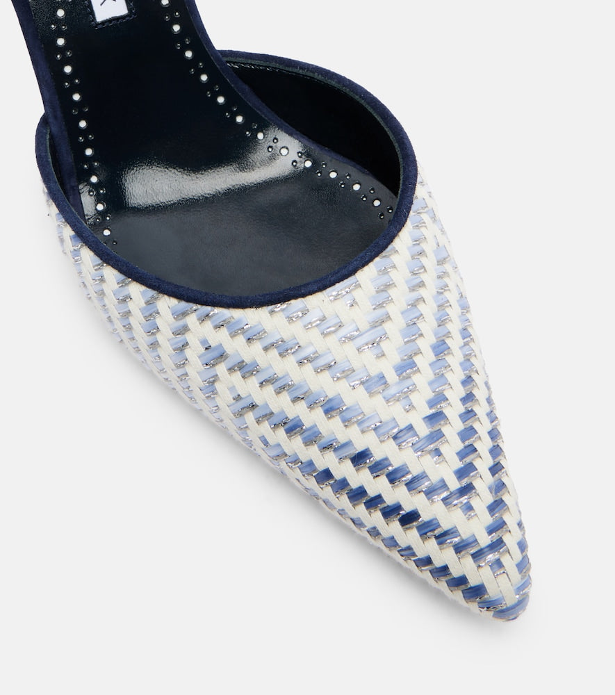 Manolo Blahnik Carolyne 70 raffia slingback pumps (White) - Mid Heel Pumps
