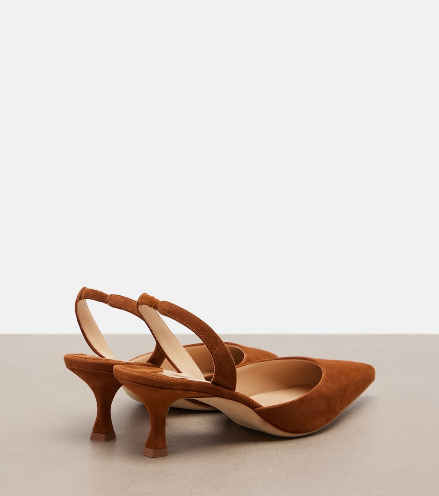 Manolo Blahnik Carolyne suede slingback pumps - Brown Mid Heel Pumps