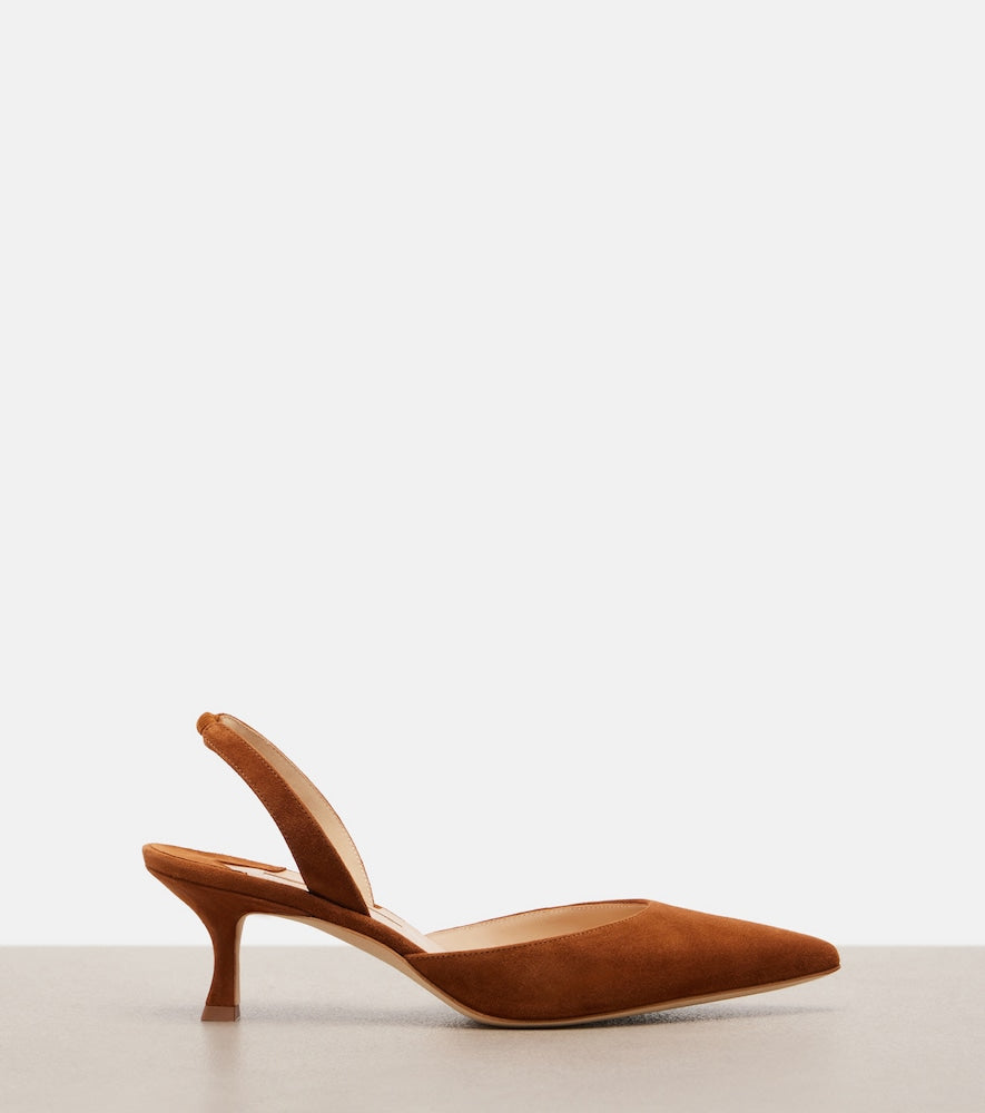 Manolo Blahnik Carolyne suede slingback pumps - Brown Mid Heel Pumps