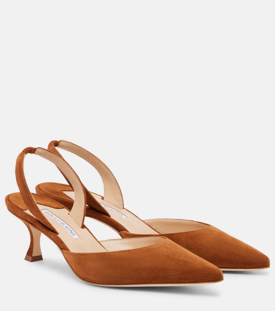Manolo Blahnik Carolyne suede slingback pumps - Brown Mid Heel Pumps