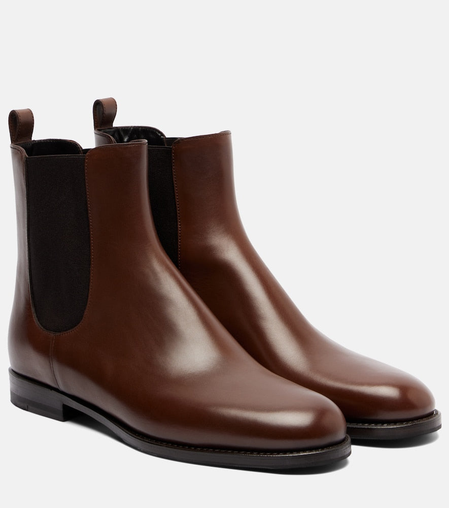 Manolo Blahnik Chelsa leather Chelsea boots - Brown Flat Boots