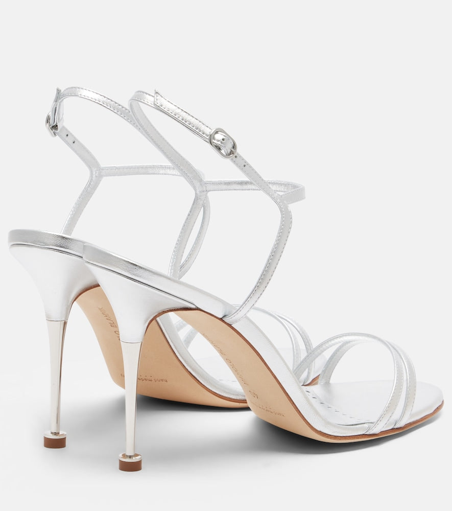 Manolo Blahnik Ciagapla 105 metallic leather sandals (Silver) - Heeled Sandals