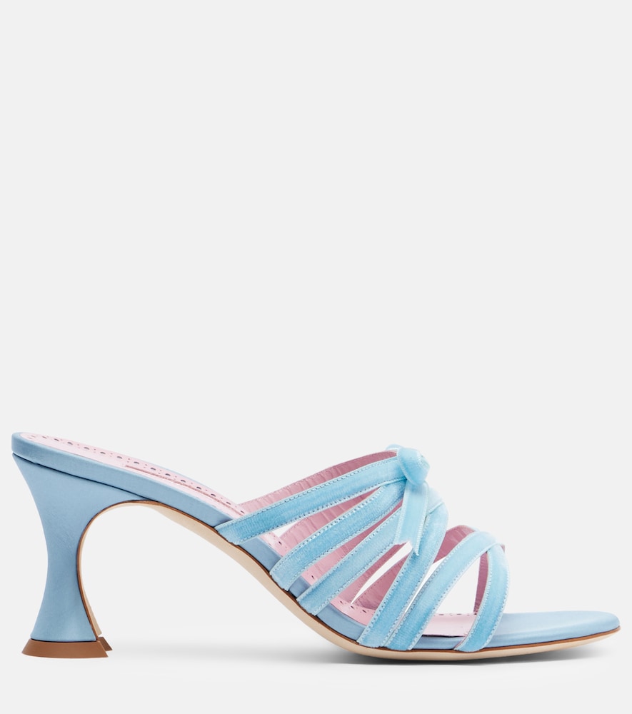 Blue Manolo Blahnik Clementel 70 velvet mules - Heeled Sandals