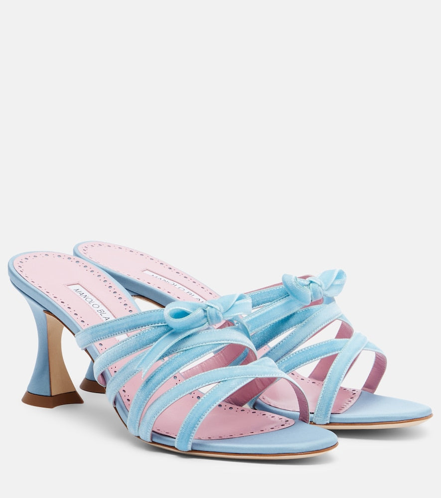 Blue Manolo Blahnik Clementel 70 velvet mules - Heeled Sandals