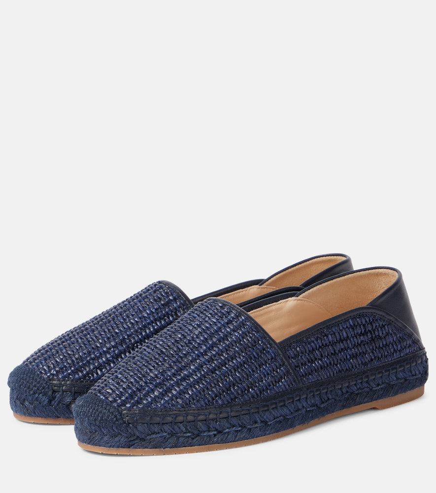 Manolo Blahnik Espadra leather-trimmed raffia espadrilles in Blue - Flat Espadrilles