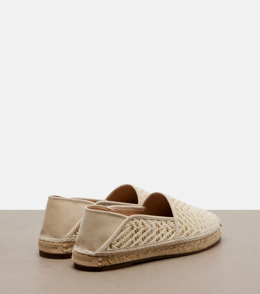White Manolo Blahnik Espadra raffia-effect espadrilles - Flat Espadrilles