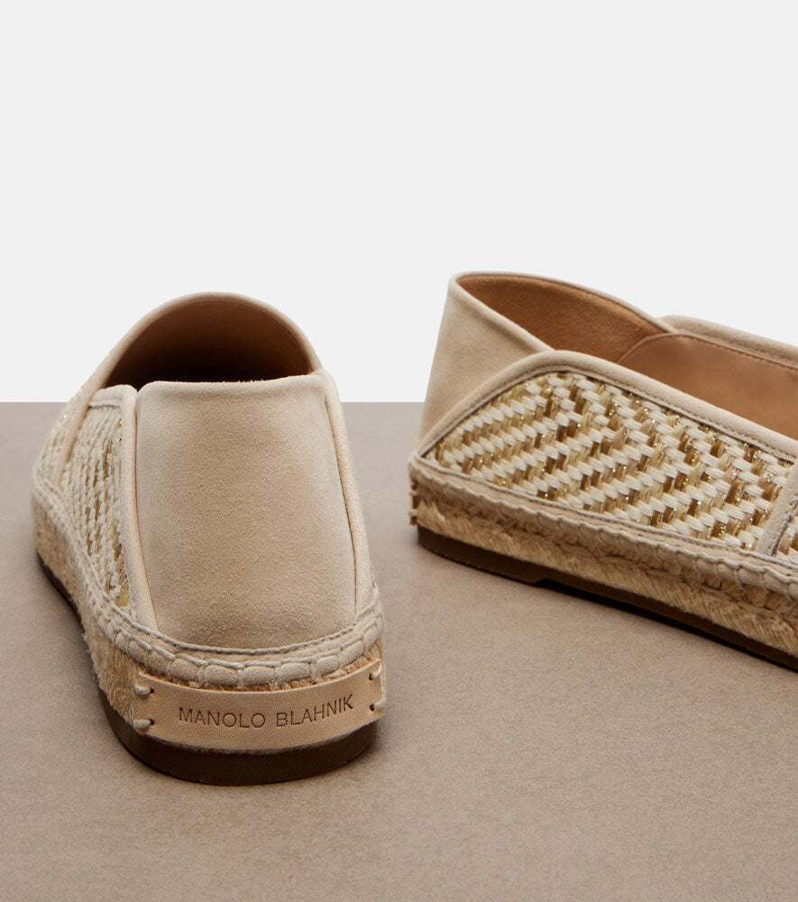 White Manolo Blahnik Espadra raffia-effect espadrilles - Flat Espadrilles