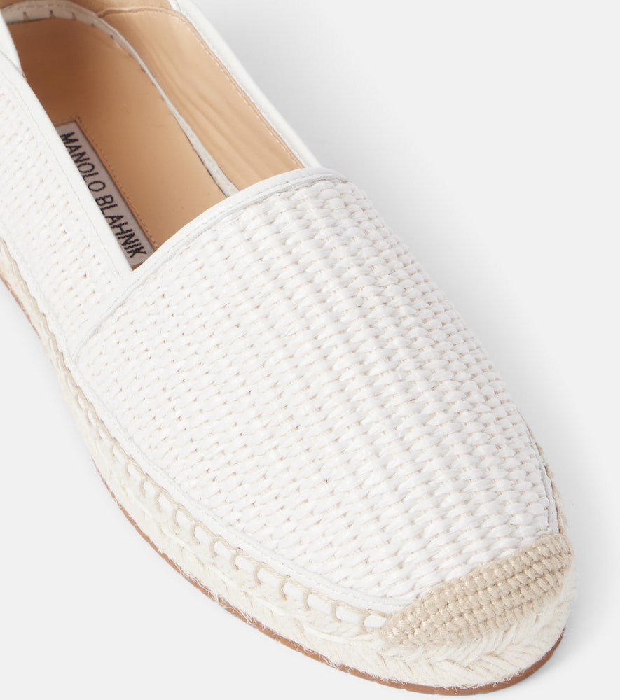 Manolo Blahnik Espadra raffia espadrilles - White Flat Espadrilles