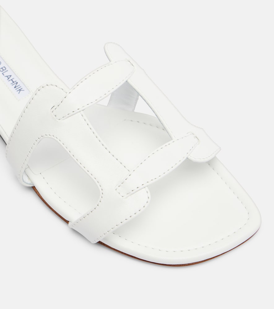 Manolo Blahnik Grellanuflat leather slides in White - Slides