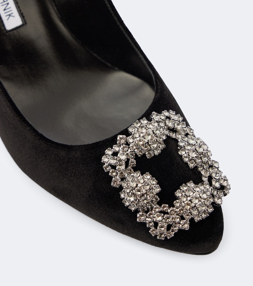 Manolo Blahnik Hangisi 70 embellished velvet pumps - Black Mid Heel Pumps