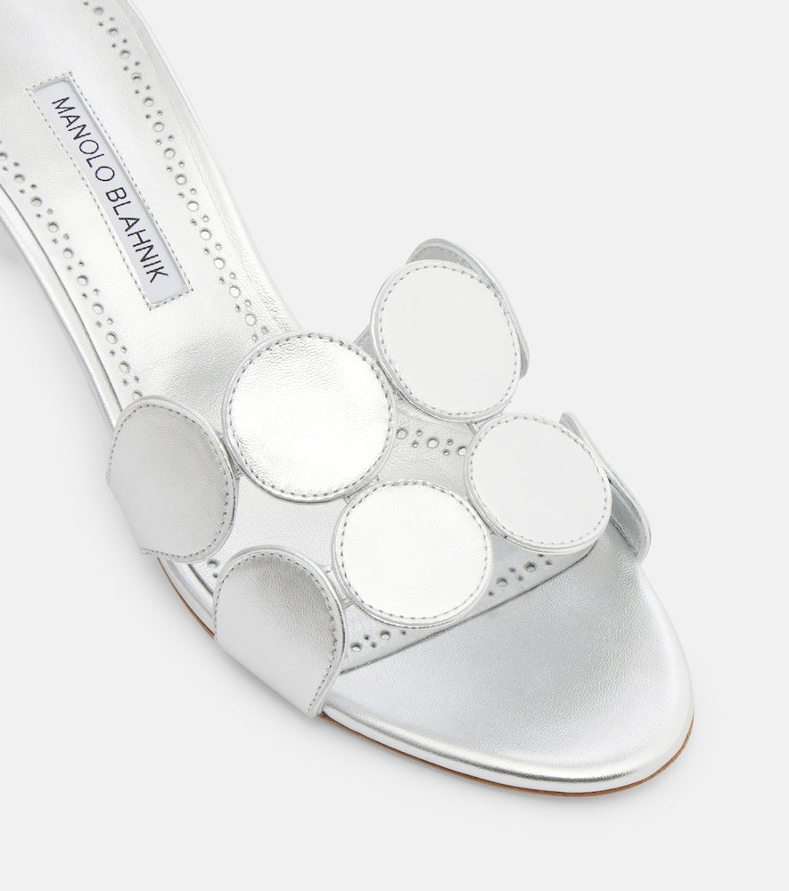 Silver Manolo Blahnik Haribalmu 50 metallic leather mules - Heeled Sandals