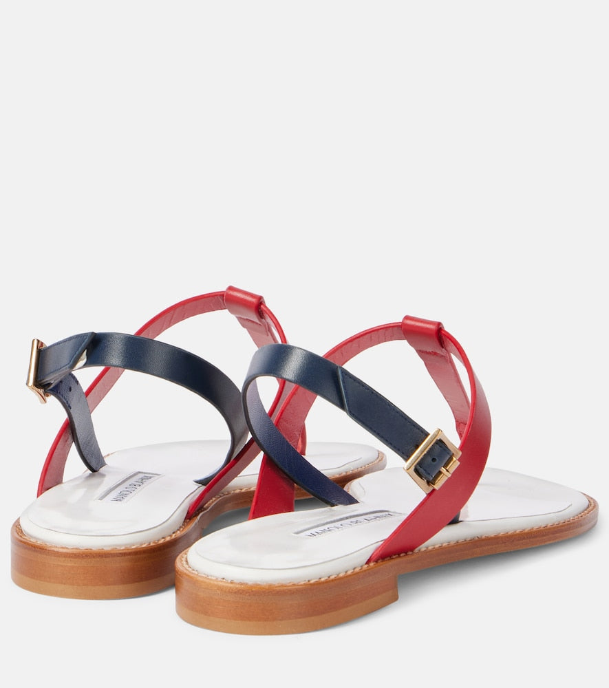 Manolo Blahnik Hata leather thong sandals - White Flat Sandals