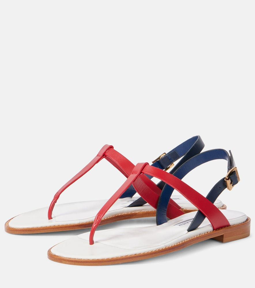 Manolo Blahnik Hata leather thong sandals - White Flat Sandals
