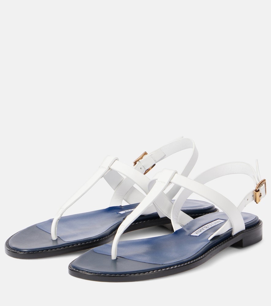 Manolo Blahnik Hata leather thong sandals in White - Flat Sandals