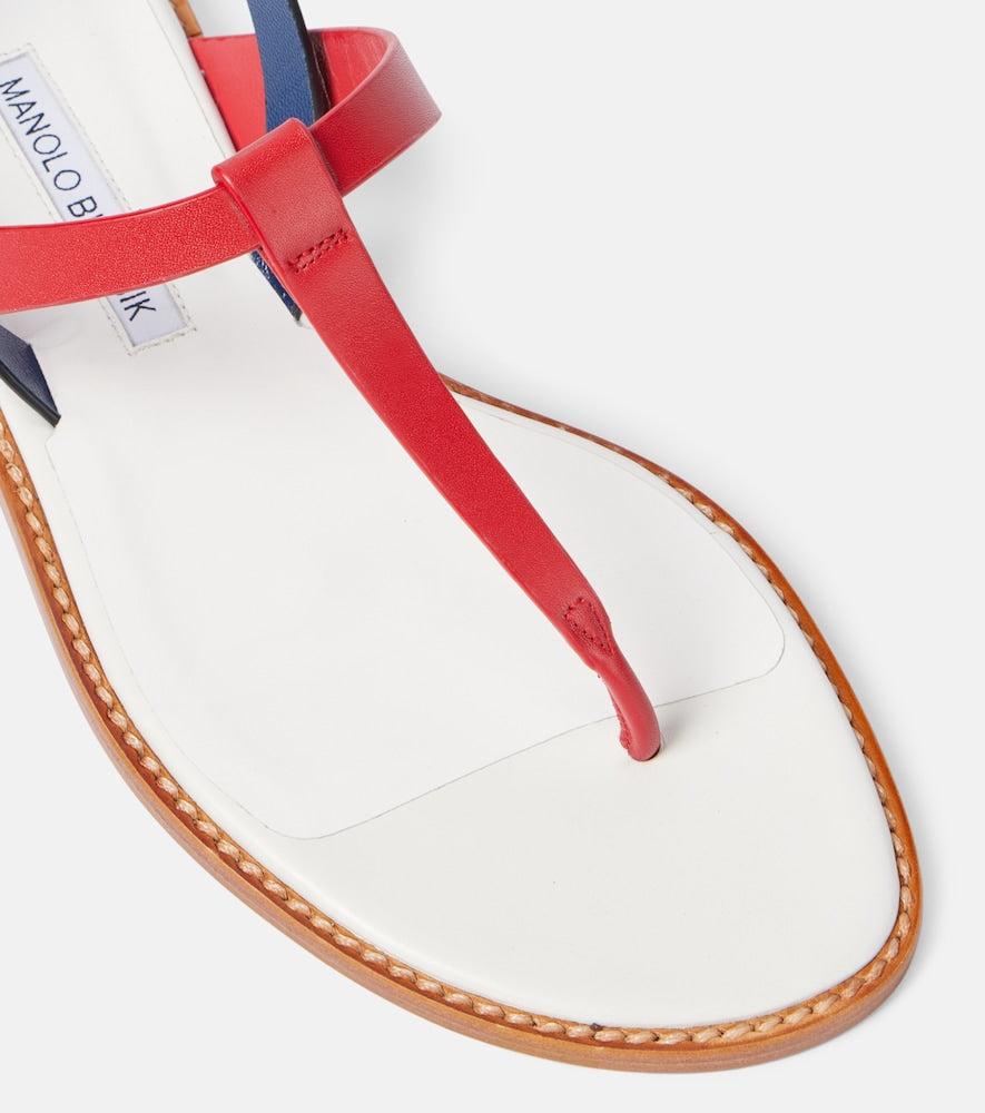 Manolo Blahnik Hata leather thong sandals - White Flat Sandals