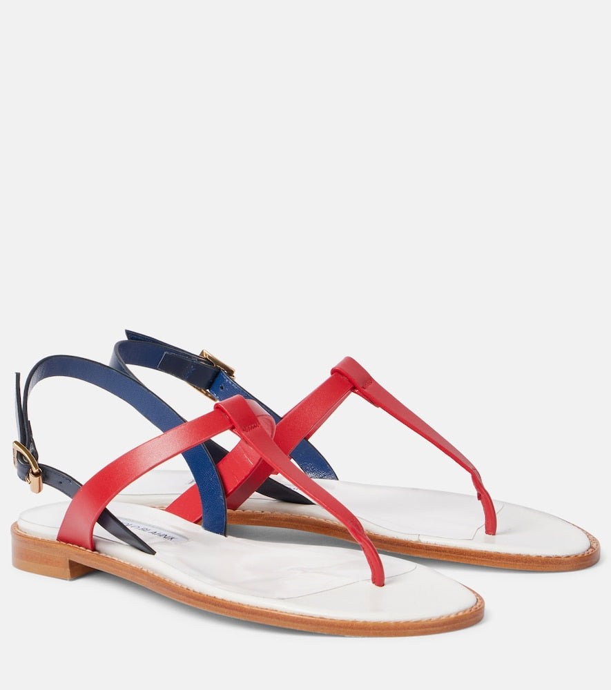 Manolo Blahnik Hata leather thong sandals - White Flat Sandals