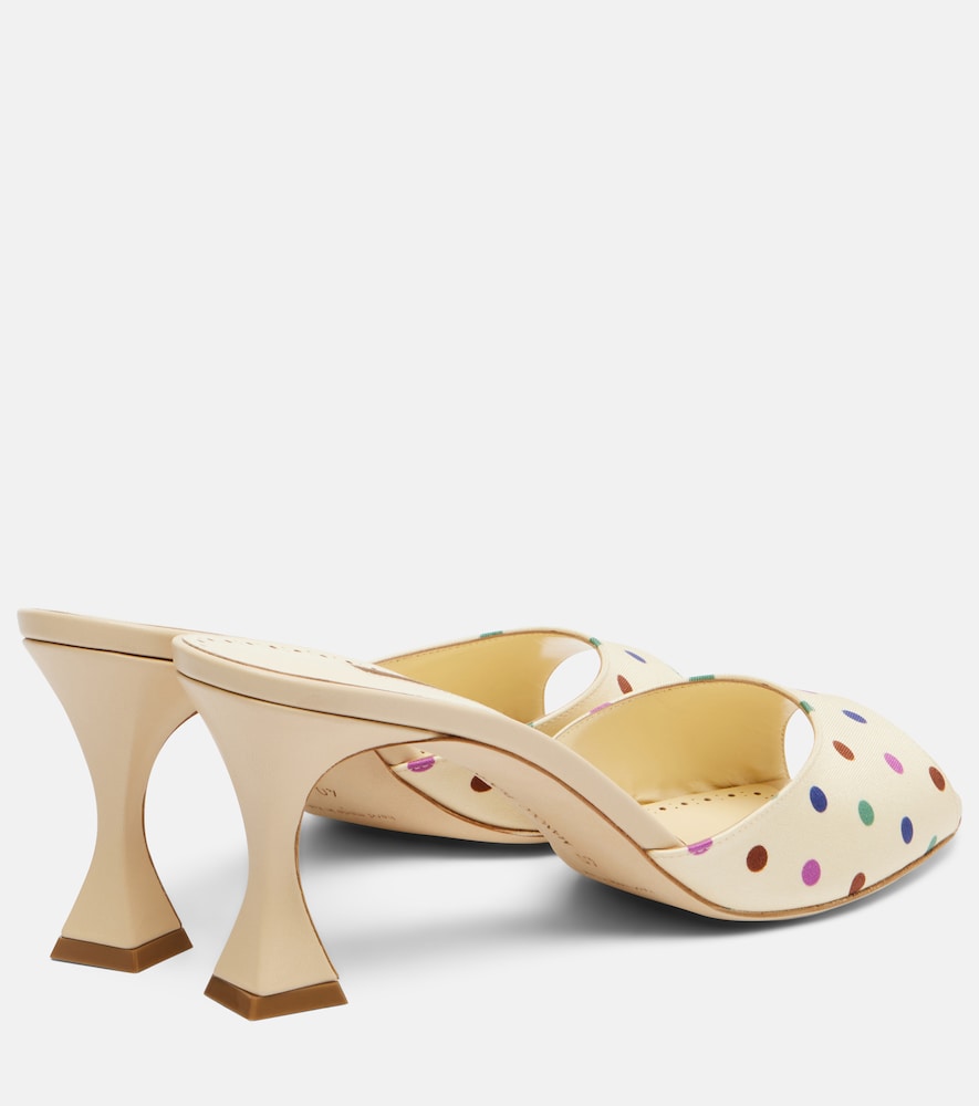 Manolo Blahnik Jadaron polka-dot twill mules in Beige - Heeled Sandals