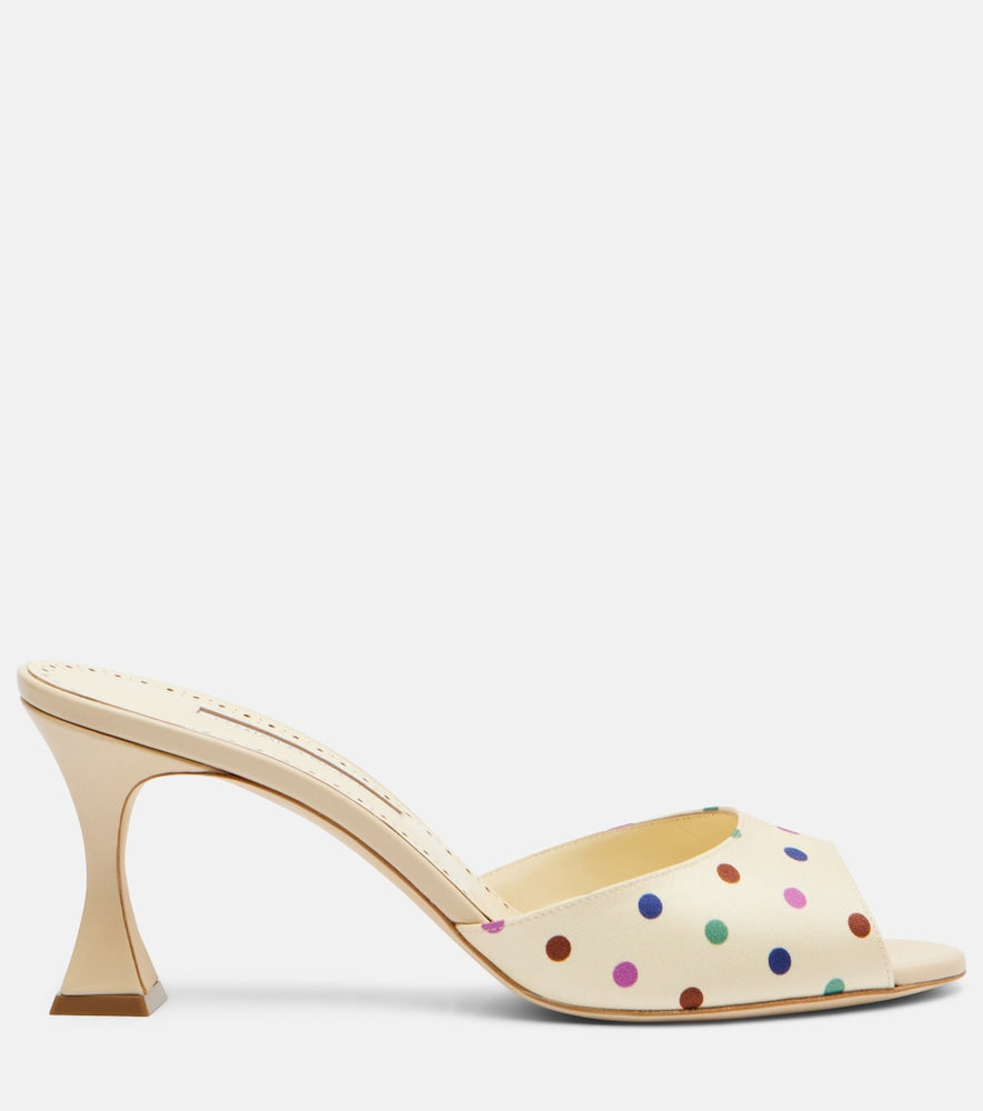 Manolo Blahnik Jadaron polka-dot twill mules in Beige - Heeled Sandals