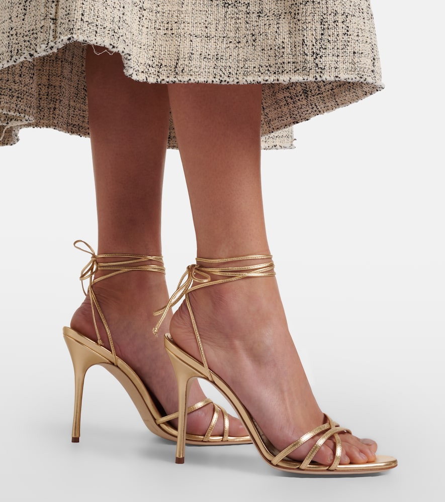 Gold Manolo Blahnik Leva 105 metallic leather sandals - Heeled Sandals
