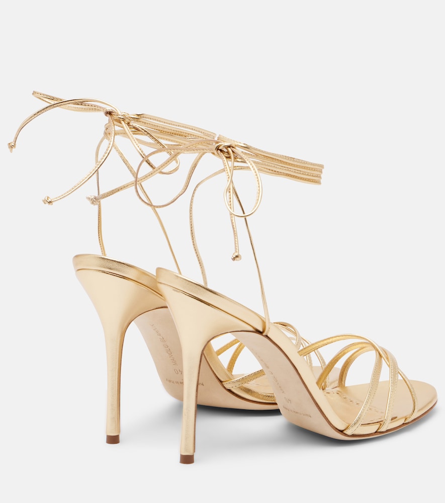 Gold Manolo Blahnik Leva 105 metallic leather sandals - Heeled Sandals