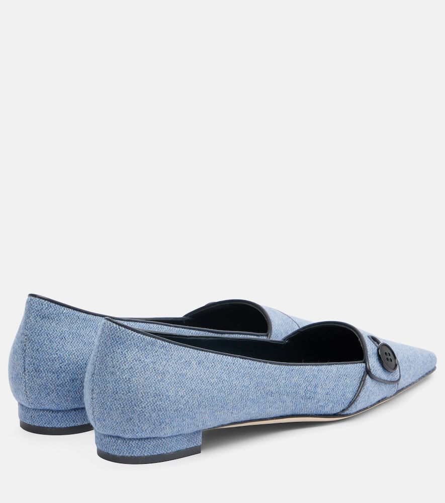 Manolo Blahnik Lulamae herringbone ballet flats in Blue - Ballerina Flats
