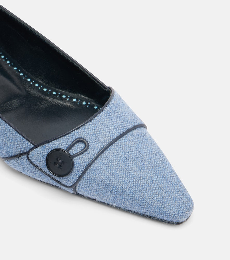 Manolo Blahnik Lulamae herringbone ballet flats in Blue - Ballerina Flats