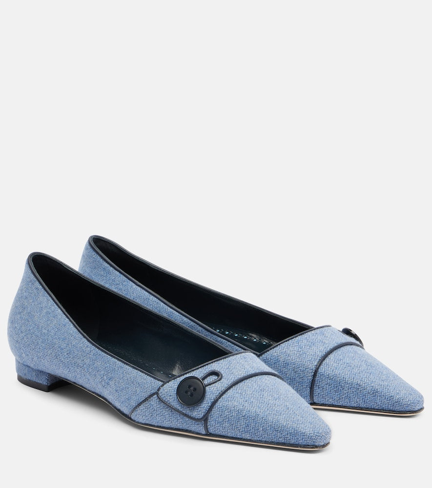 Manolo Blahnik Lulamae herringbone ballet flats in Blue - Ballerina Flats