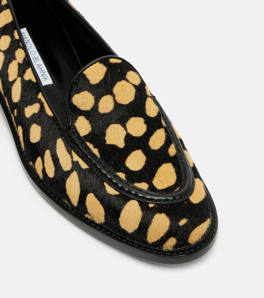 Black Manolo Blahnik Maxy calf hair loafers - Loafers