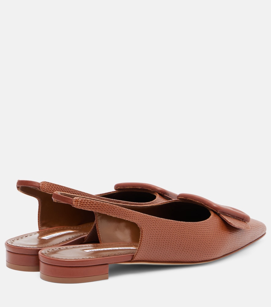 Manolo Blahnik Maylura croc-effect leather slingback flats in Brown - Ballerina Flats