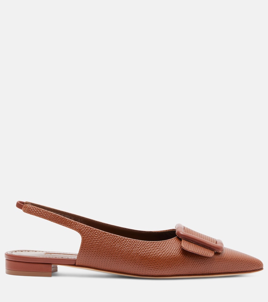 Manolo Blahnik Maylura croc-effect leather slingback flats in Brown - Ballerina Flats