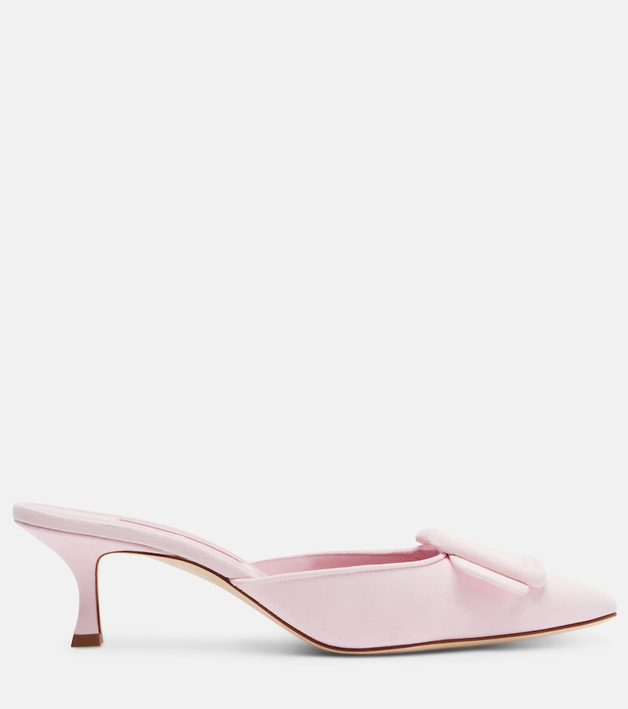 Pink Manolo Blahnik Maysale 50 suede mules - Mid Heel Pumps