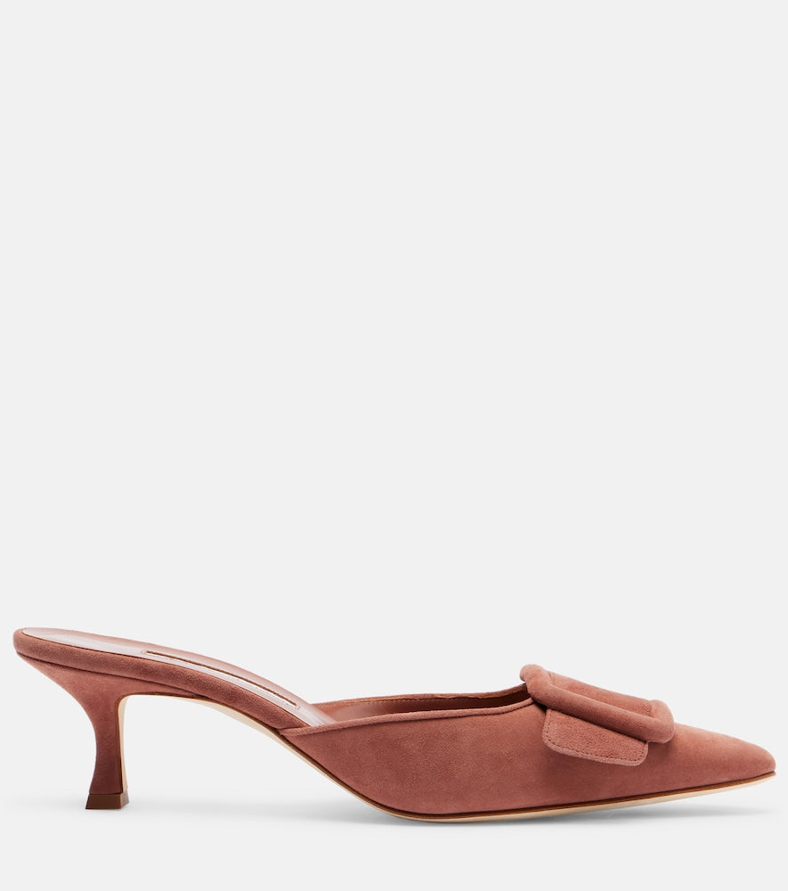 Manolo Blahnik Maysale 50 suede mules in Pink - Mid Heel Pumps