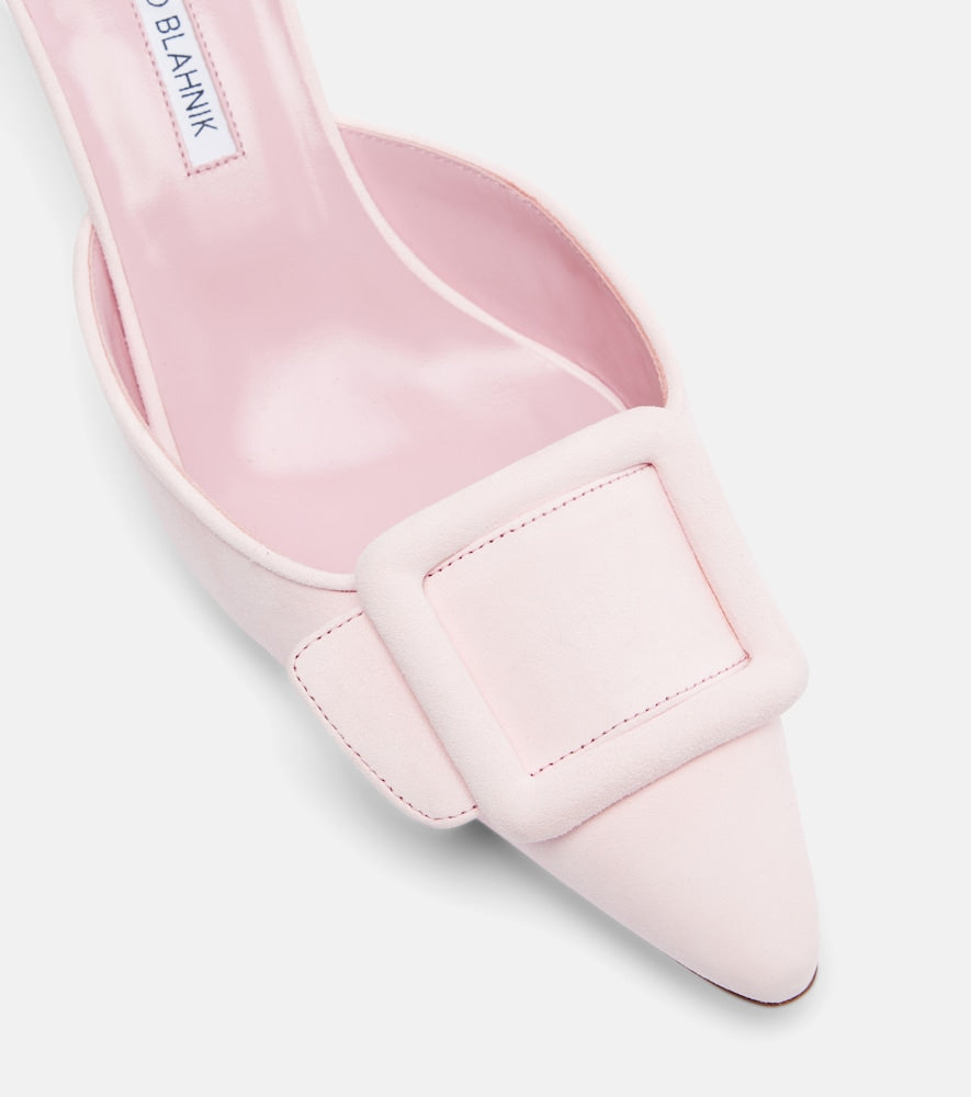 Pink Manolo Blahnik Maysale 50 suede mules - Mid Heel Pumps
