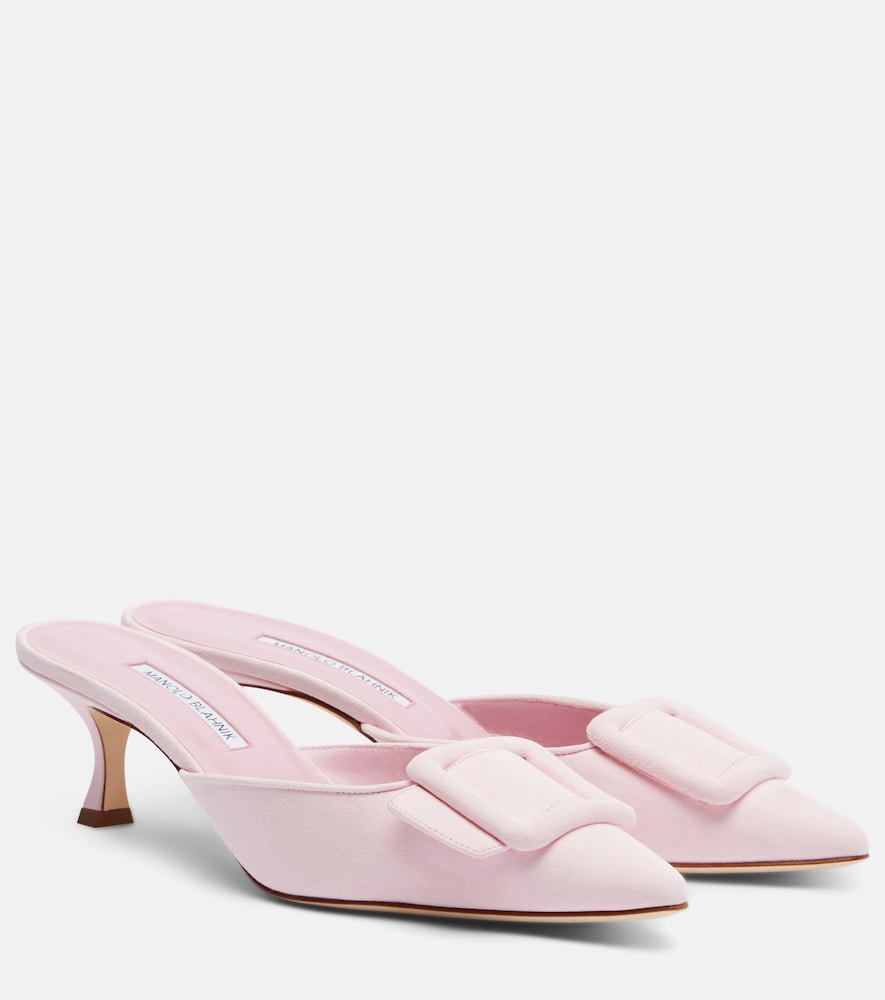 Pink Manolo Blahnik Maysale 50 suede mules - Mid Heel Pumps