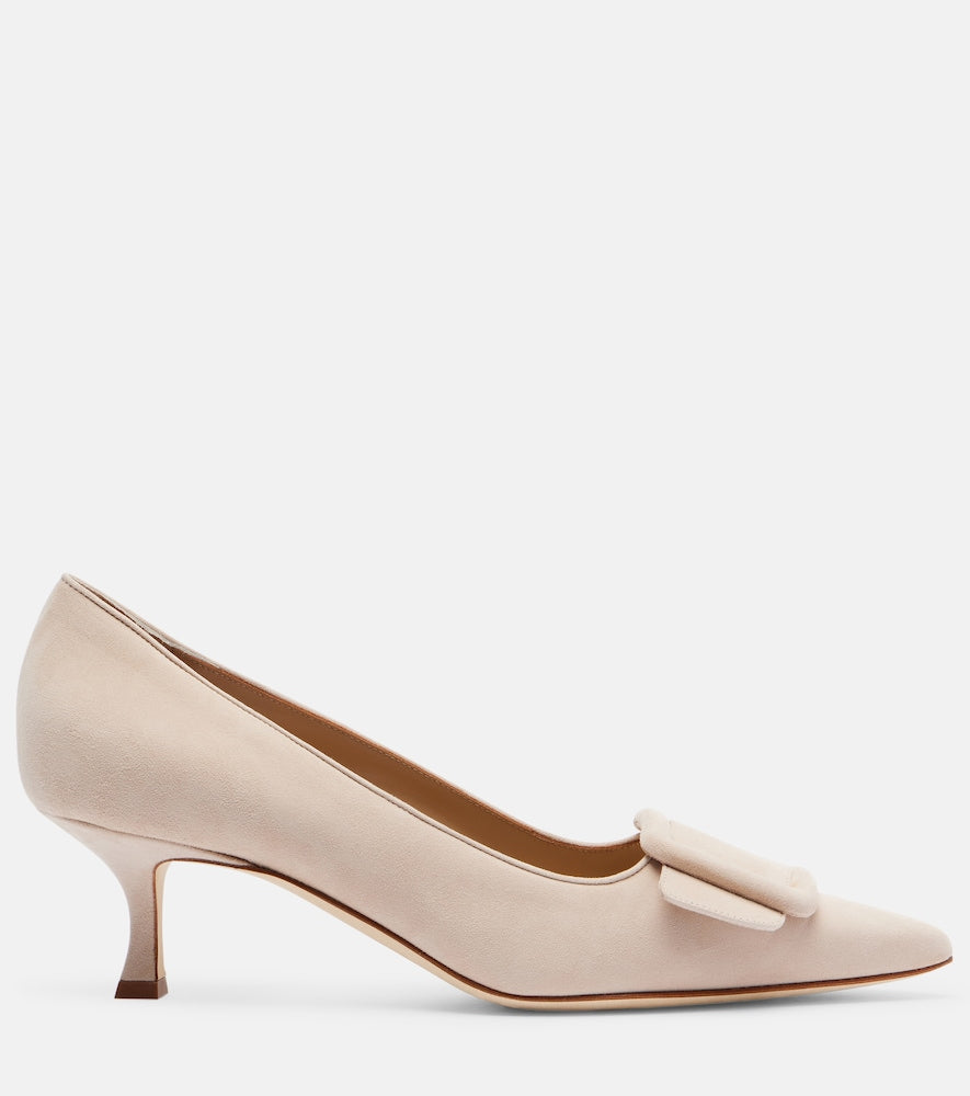 Manolo Blahnik Maysale 50 suede pumps - Beige Mid Heel Pumps