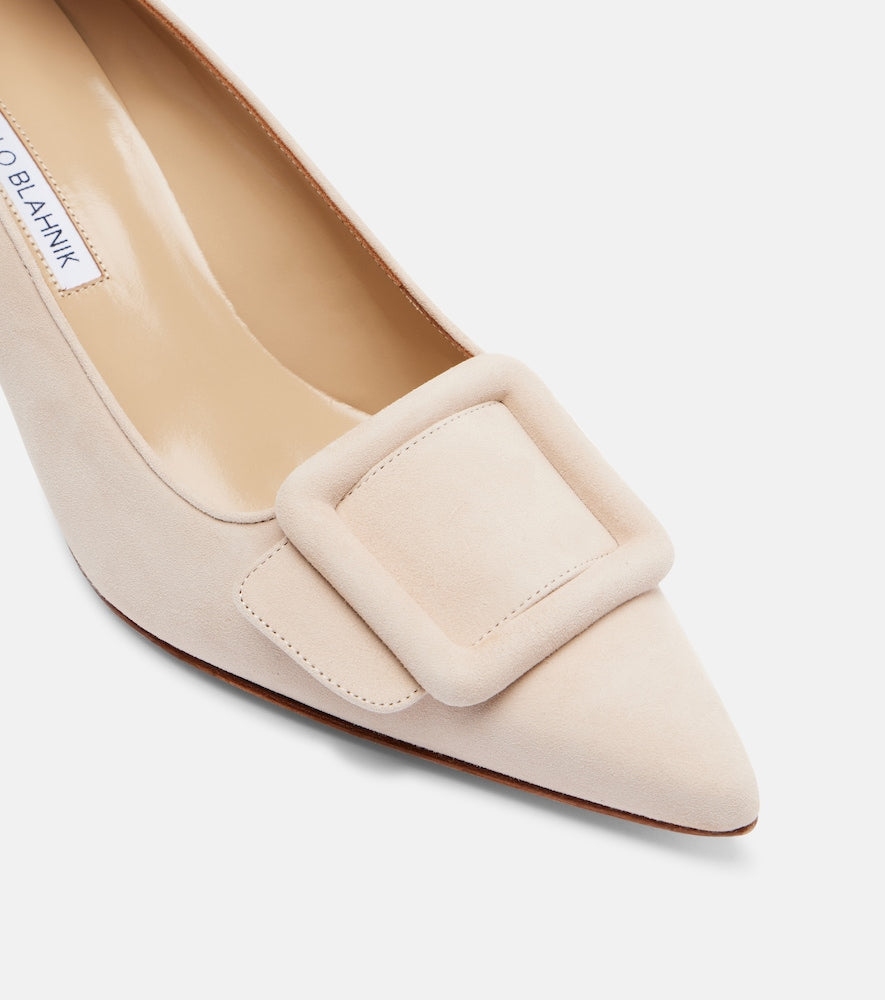 Manolo Blahnik Maysale 50 suede pumps - Beige Mid Heel Pumps