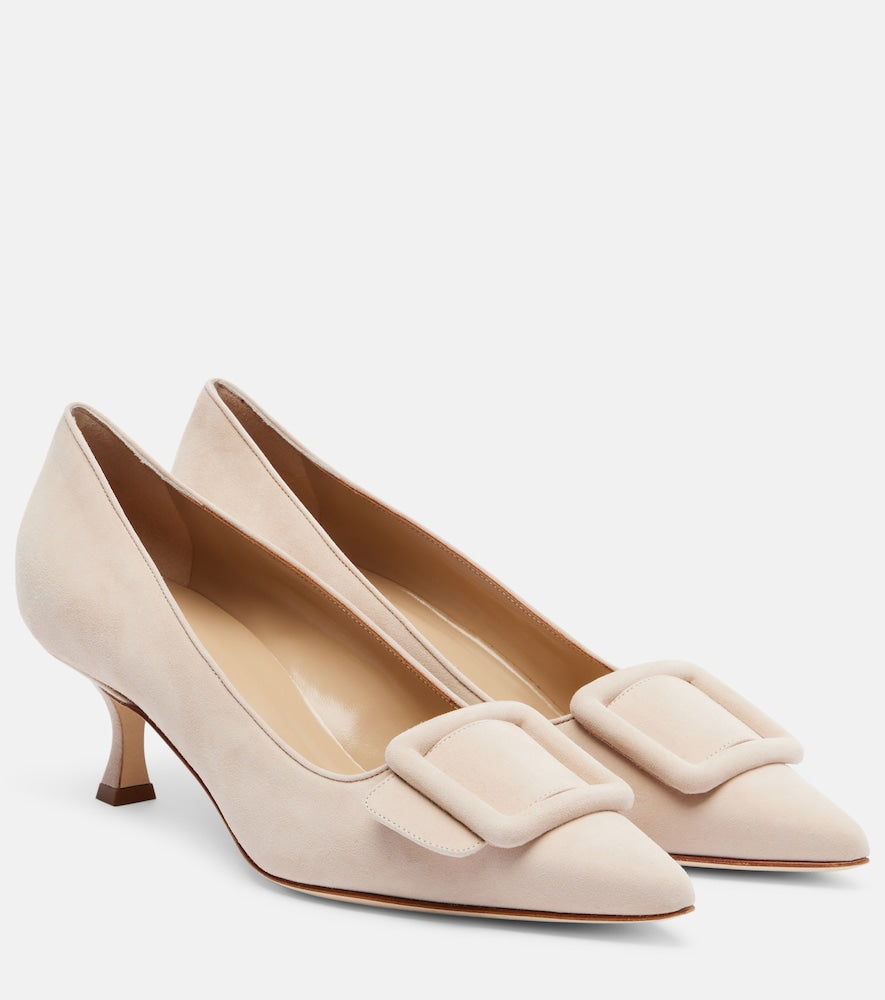 Manolo Blahnik Maysale 50 suede pumps - Beige Mid Heel Pumps