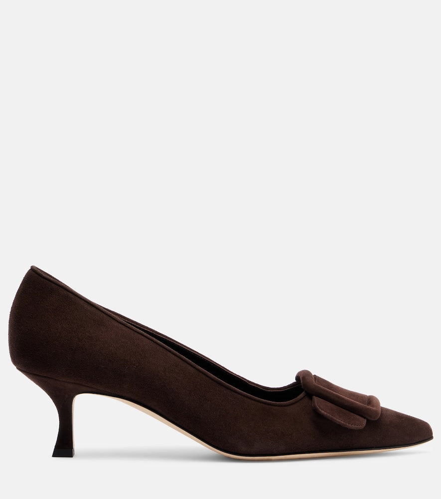 Manolo Blahnik Maysale 50 suede pumps in Brown - Mid Heel Pumps