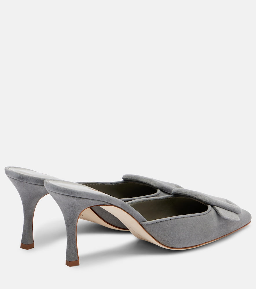 Manolo Blahnik Maysale 70 suede mules (Grey) - Mid Heel Pumps