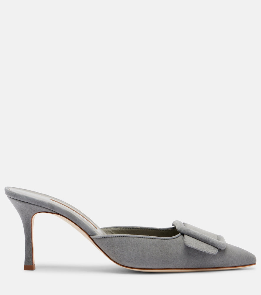 Manolo Blahnik Maysale 70 suede mules (Grey) - Mid Heel Pumps