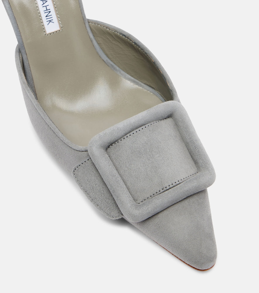 Manolo Blahnik Maysale 70 suede mules (Grey) - Mid Heel Pumps