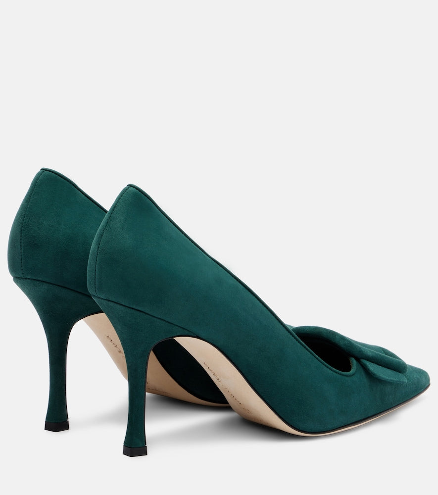 Manolo Blahnik Maysale 90 suede pumps in Green - High-Heel Pumps