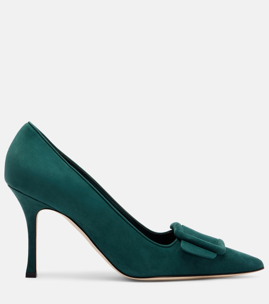 Manolo Blahnik Maysale 90 suede pumps in Green - High-Heel Pumps